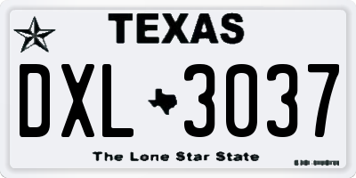 TX license plate DXL3037