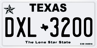 TX license plate DXL3200