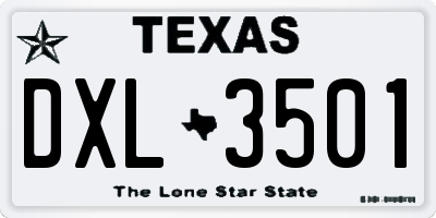 TX license plate DXL3501