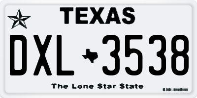 TX license plate DXL3538