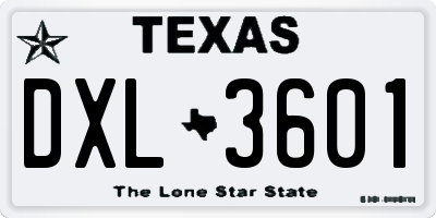 TX license plate DXL3601