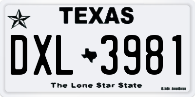 TX license plate DXL3981