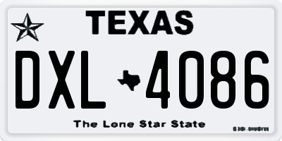TX license plate DXL4086