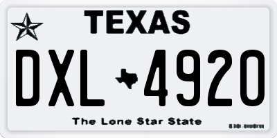 TX license plate DXL4920