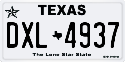 TX license plate DXL4937