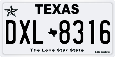 TX license plate DXL8316