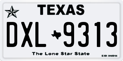 TX license plate DXL9313