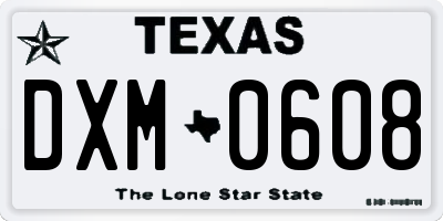 TX license plate DXM0608