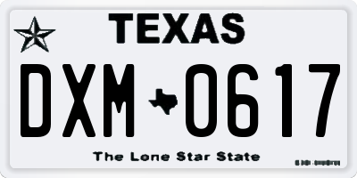 TX license plate DXM0617