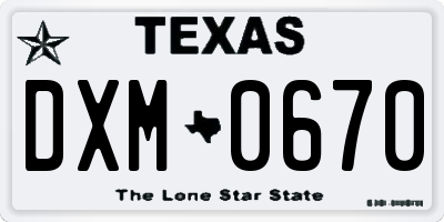 TX license plate DXM0670