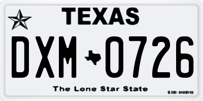 TX license plate DXM0726
