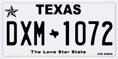 TX license plate DXM1072