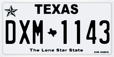 TX license plate DXM1143