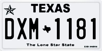 TX license plate DXM1181