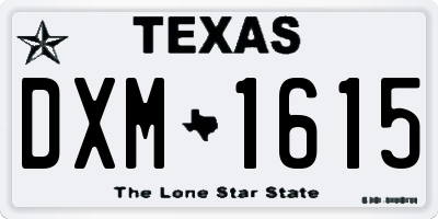 TX license plate DXM1615