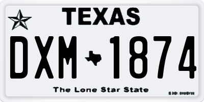TX license plate DXM1874