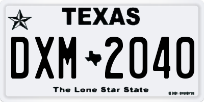 TX license plate DXM2040