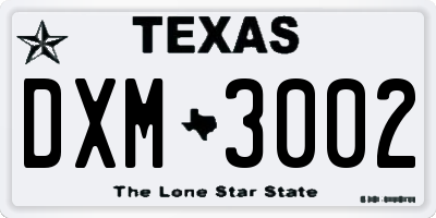 TX license plate DXM3002
