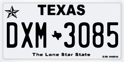 TX license plate DXM3085