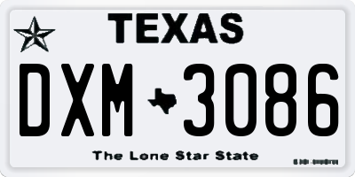 TX license plate DXM3086