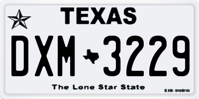 TX license plate DXM3229