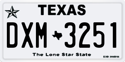 TX license plate DXM3251