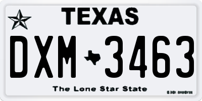 TX license plate DXM3463