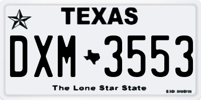 TX license plate DXM3553