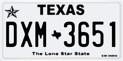 TX license plate DXM3651