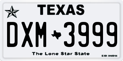 TX license plate DXM3999