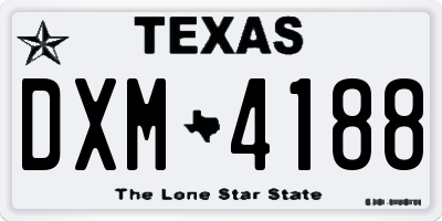 TX license plate DXM4188