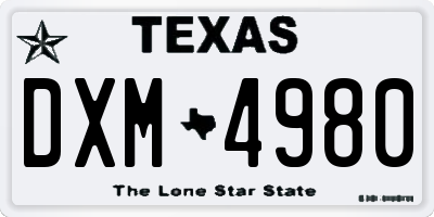 TX license plate DXM4980