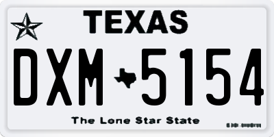 TX license plate DXM5154