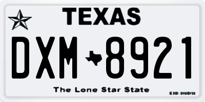 TX license plate DXM8921