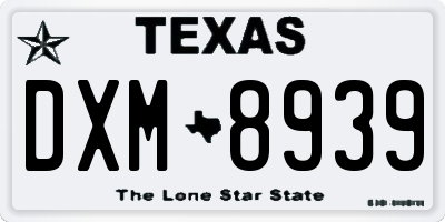 TX license plate DXM8939