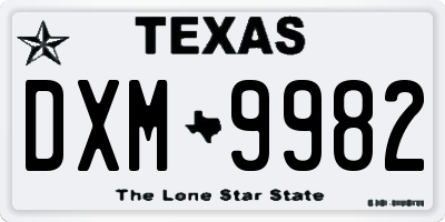 TX license plate DXM9982