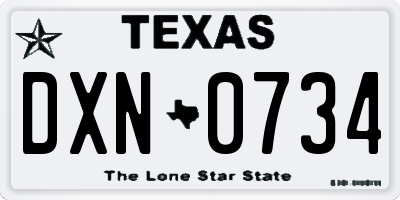 TX license plate DXN0734