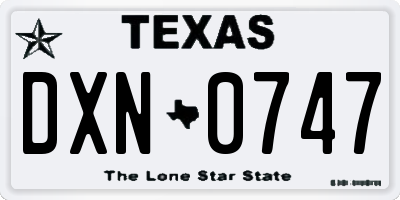TX license plate DXN0747