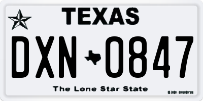 TX license plate DXN0847