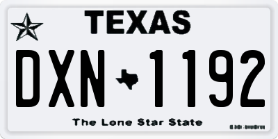 TX license plate DXN1192