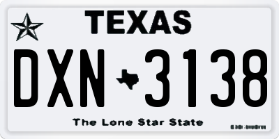 TX license plate DXN3138