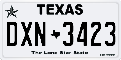 TX license plate DXN3423