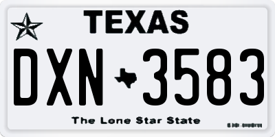 TX license plate DXN3583