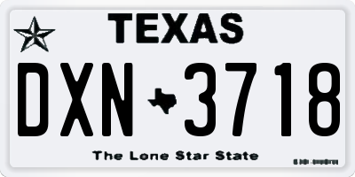 TX license plate DXN3718