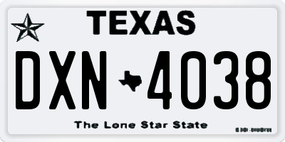 TX license plate DXN4038