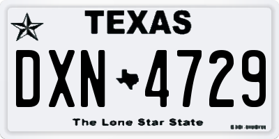 TX license plate DXN4729