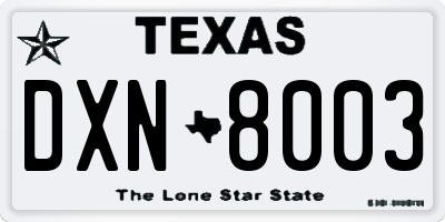 TX license plate DXN8003
