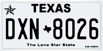 TX license plate DXN8026