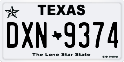 TX license plate DXN9374