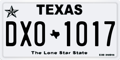 TX license plate DXO1017